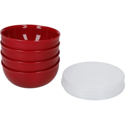 Набір мисок з кришками KitchenAid Universal, 4шт, червоний (KQG177BXERE)