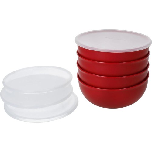 Набір мисок з кришками KitchenAid Universal, 4шт, червоний (KQG177BXERE)