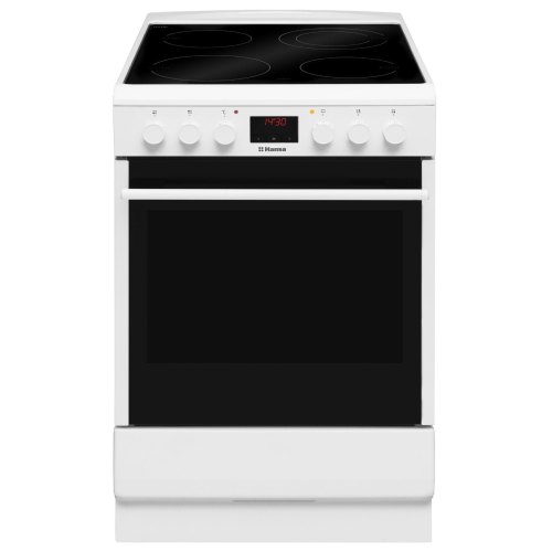 Плита електрична, склокерамічна Hansa, 65л, 50x60см, дисплей, конвекція, біла (FCCW58208)