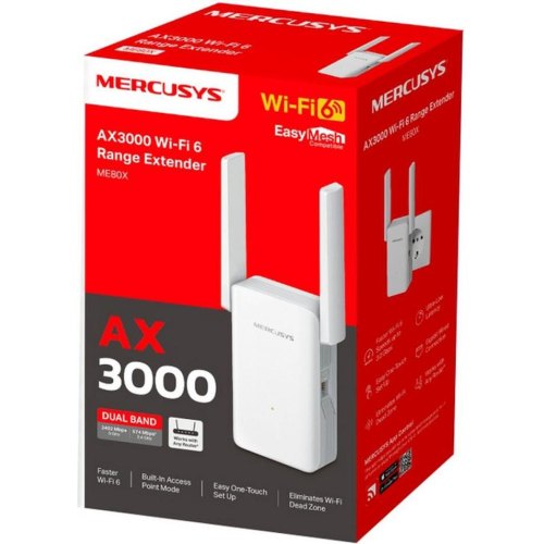 Підсилювач Wi-Fi сигналу Mercusys ME80X, AX3000, 1хGE LAN