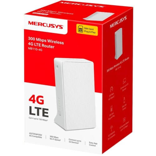 Маршрутизатор Mercusys MB110-4G, N300, 4G/LTE, 1xFE LAN, 1xFE WAN