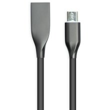 Кабель PowerPlant, USB Type-A - microUSB, 1м, силіконовий, чорний (CA911226)