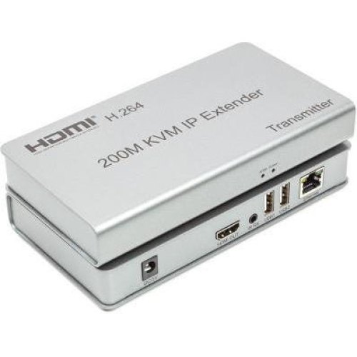 Подовжувач HDMI-сигналу PowerPlant HDES200-KVM, HDMI 1080P/60hz, до 200м, через cat 5e/6 (CA912940)