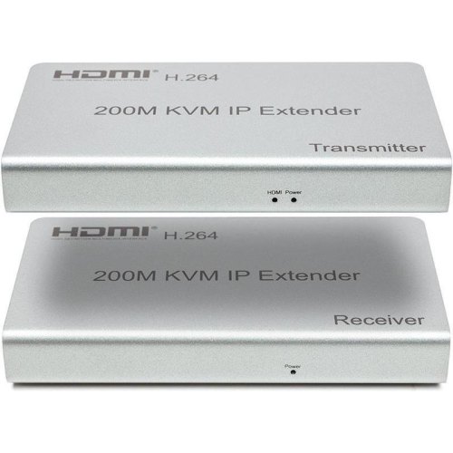 Подовжувач HDMI-сигналу PowerPlant HDES200-KVM, HDMI 1080P/60hz, до 200м, через cat 5e/6 (CA912940)