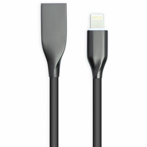 Кабель PowerPlant, USB Type-A - Lightning, 1м, силіконовий, чорний (CA911790)