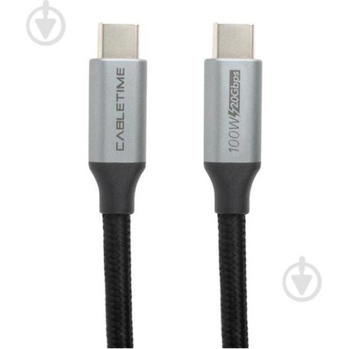 Кабель PowerPlant, USB Type-C - USB Type-C, USB 3.1, 20Gbps, 100W, 20V/5A, 4K/60HZ, 1м (CA913312)
