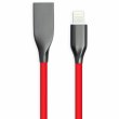 Кабель PowerPlant, USB Type-A - Lightning, 1м, силіконовий, червоний (CA911400)