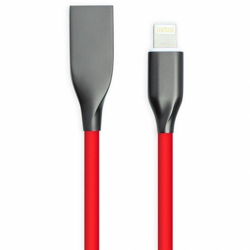 Кабель PowerPlant, USB Type-A - Lightning, 1м, силіконовий, червоний (CA911400)