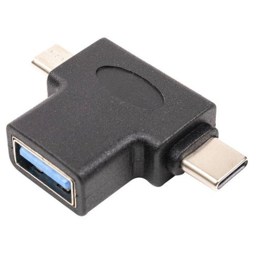 Перехідник PowerPlant, USB 3.0 Type-C/microUSB (M) - USB 3.0 OTG AF (CA913121)