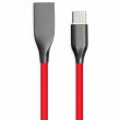 Кабель PowerPlant, USB Type-A - USB Type-C, 1м, силіконовий, червоний (CA911387)
