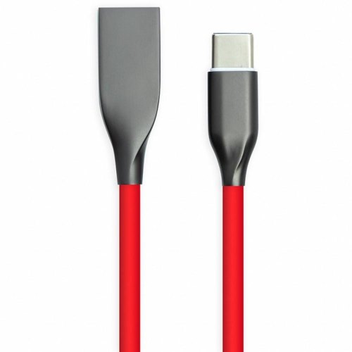 Кабель PowerPlant, USB Type-A - USB Type-C, 1м, силіконовий, червоний (CA911387)