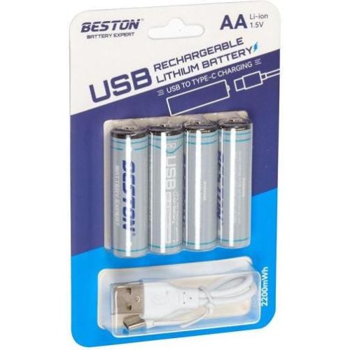 Акумулятор Beston 2AC-60, AA, USB Type-C, 1.5V, 1460mAh, Li-ion, 4шт (AA620265)