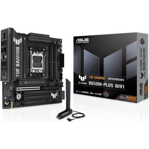 Материнcька плата ASUS TUF GAMING B850M-PLUS WIFI, sAM5, B850, mATX, 4xDDR5, M.2, HDMI/DP, Wi-Fi, Bluetooth