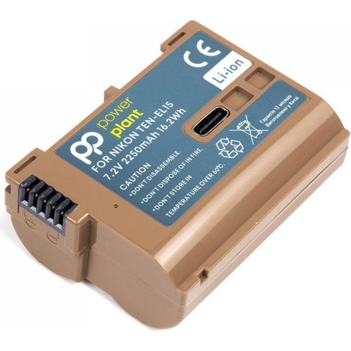 Акумулятор PowerPlant, для Nikon TEN-EL15, 2250mAh, з кабелем USB Type-C (CB970902)