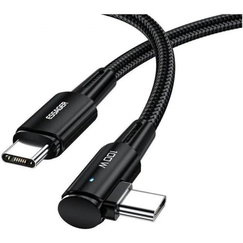 Кабель Essager Sunset Bend Type 100W Fast Charging Type-C to Type-C, 1м, чорний (EXCTT1-CGWT01)