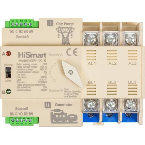Перемикач автоматичний HiSmart W2R-3P, 220V, 100A (HS082499)