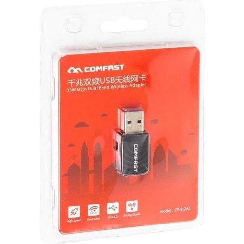 Wi-Fi адаптер Comfast, USB, 1300 Мбіт/с, 2.4/5GHz (CF-812AC)