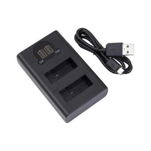 Зарядний пристрій для акумуляторів PowerPlant, для GoPro DL-AHDBT901, з дисплеєм, для двох акумуляторів (CH980352)