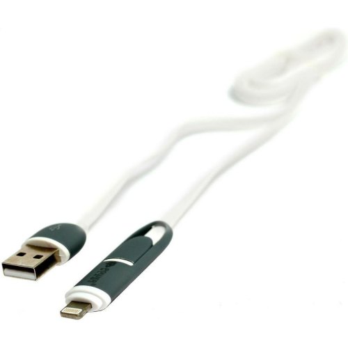 Кабель PowerPlant, 2в1, USB 2.0 Type-A(M) - Lightning/Micro USB, Quick Charge, 2A, 1м, білий (KD00AS1292)