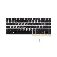 Клавіатура для ноутбука PowerPlant, для HP EliteBook 840 G5, сріблястий фрейм, підсвітка, чорна (KB314980)
