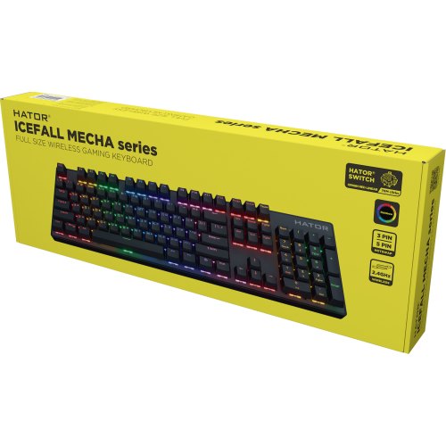 Клавіатура бездротова Hator Icefall Mecha Rainbow Wireless/USB Black (HTK204UA)