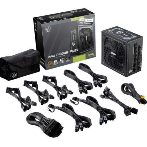 Блок живлення MSI MAG A1000GL PCIE5, 1000W, ATX, Fully-Modular, 80 Plus Gold