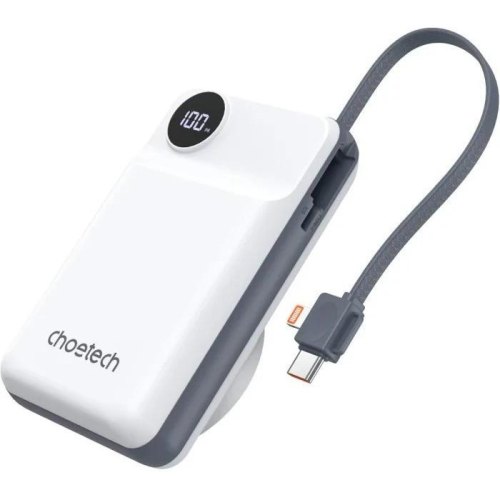 Зовнішній акумулятор Powerbank Choetech Magnetic Wireless, 20000mAh, 22.5W, USB-A, 2xUSB-C PD, QC 3.0, Apple Watch charger, White (B696-GW)