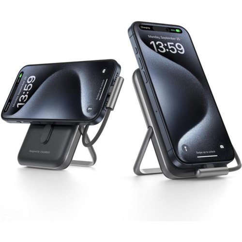 Зовнішній акумулятор Powerbank Choetech Magnetic Wireless, 10000mAh, 20W PD, USB-C In/Out, Qi 15W, build-in cabel, Black (B735-CCBK)