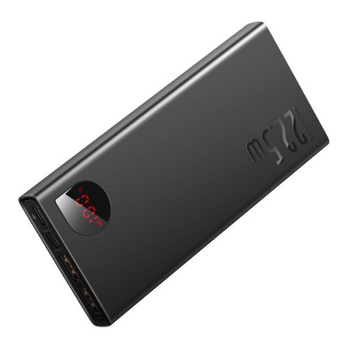 Зовнішній акумулятор Powerbank Baseus Adaman, 10000mAh, 22.5W, MicroUSB, 2xUSB, 2xType-C PD, QC 3.0, Black (PPAD070001)