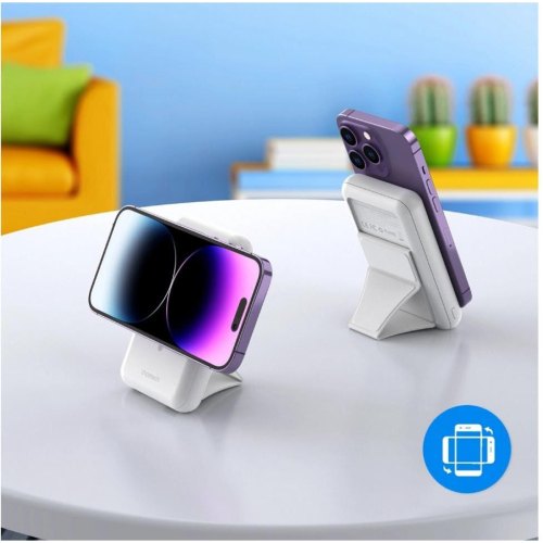 Зовнішній акумулятор Powerbank Choetech Magnetic Wireless, 10000mAh, 20W PD, QC 3.0 USB-A+USB-C, White (B663-ACWH)