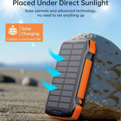 Зовнішній акумулятор Powerbank Choetech Wireless, 20000mAh, 20W PD, QC 3.0, 3xUSB-A, сонячна панель, Qi 5W, Black/Orange (B657-OR)