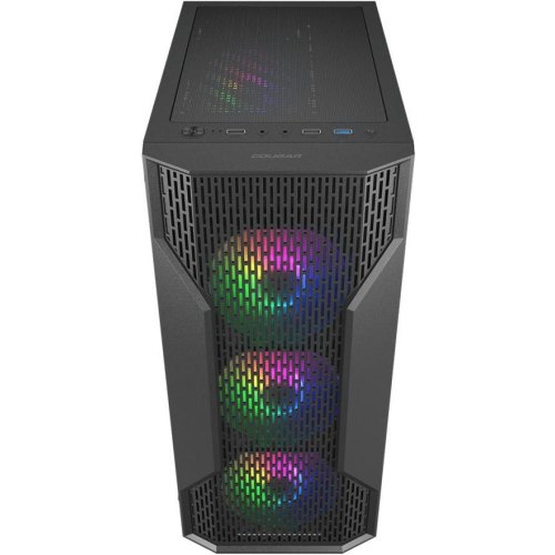 Корпус ігровий Cougar MX110 RGB, mini-ITX/MicroATX/ATX, без блоку живлення, 4x120мм RGB, скляне вікно
