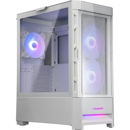 Корпус ігровий Cougar Duoface RGB, ATX/mATX/mini-ITX, без блоку живлення, 2x140мм ARGB, 1x120мм ARGB, скляне вікно, білий