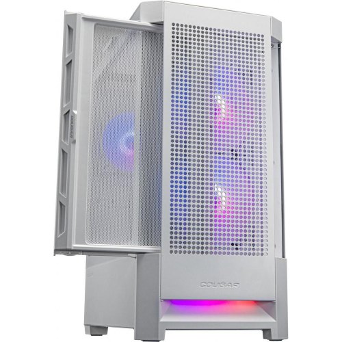 Корпус ігровий Cougar Duoface RGB, ATX/mATX/mini-ITX, без блоку живлення, 2x140мм ARGB, 1x120мм ARGB, скляне вікно, білий