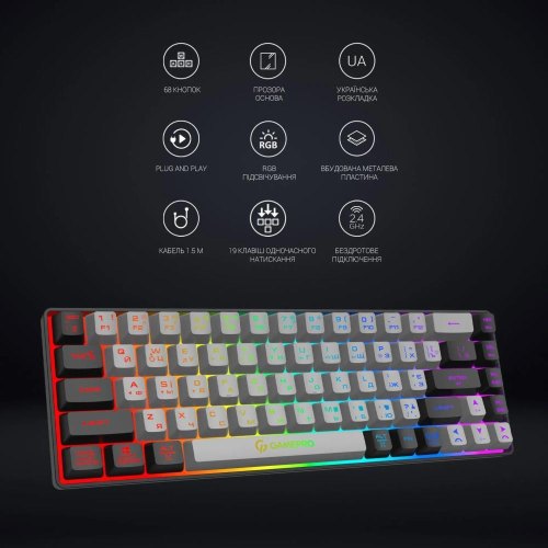 Клавіатура бездротова GamePro GK935 Wireless LED Black