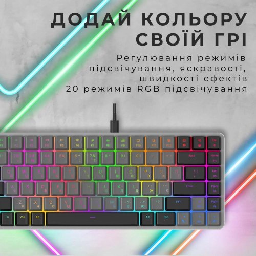 Клавіатура дротова GamePro MK141R, Red Swich, Low Profile, RGB, USB, Dark Gray