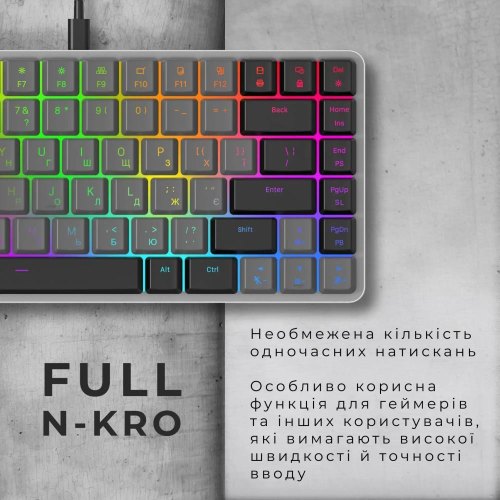 Клавіатура дротова GamePro MK141R, Red Swich, Low Profile, RGB, USB, Dark Gray