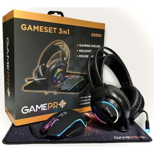 Комплект дротовий, ігровий GamePro GS890 Combo, миша, ігрова поверхня, гарнітура