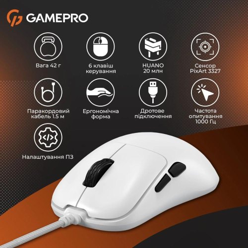 Миша дротова GamePro GM690W White
