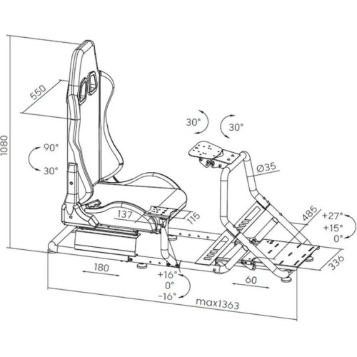 Крісло-кокпіт геймерське GamePro RS100, кріплення для руля, педалей та коробки передач