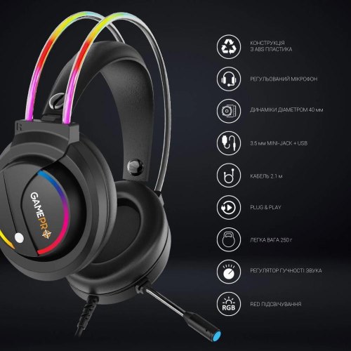 Гарнітура дротова GamePro Nitro HS733 Black