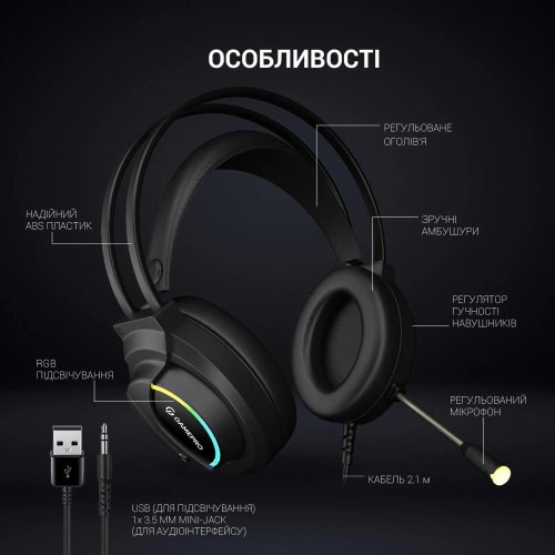 Гарнітура дротова GamePro HS565 Nitro Black