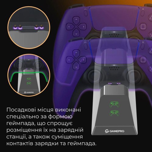 Зарядний пристрій для геймпадів GamePro CHS420B, для DualSense PS5 Black