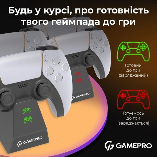Зарядний пристрій для геймпадів GamePro CHS420B, для DualSense PS5 Black