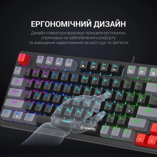 Клавіатура дротова GamePro MK120B, LED, Blue Switches, USB, Black