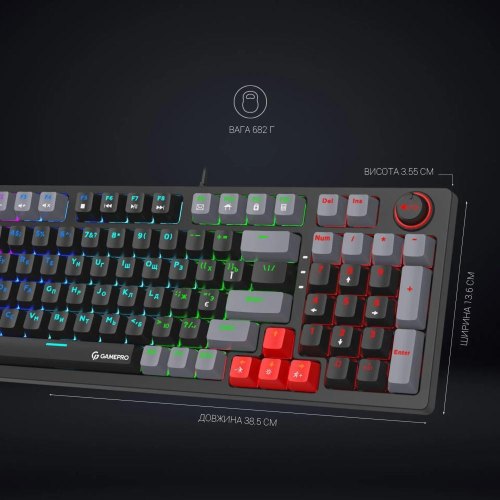 Клавіатура дротова GamePro MK120B, LED, Blue Switches, USB, Black