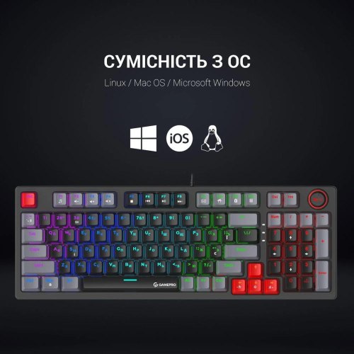 Клавіатура дротова GamePro MK120B, LED, Blue Switches, USB, Black