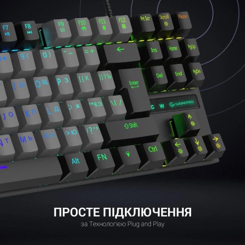 Клавіатура дротова GamePro MK100B, Blue Switch, LED, USB, Black