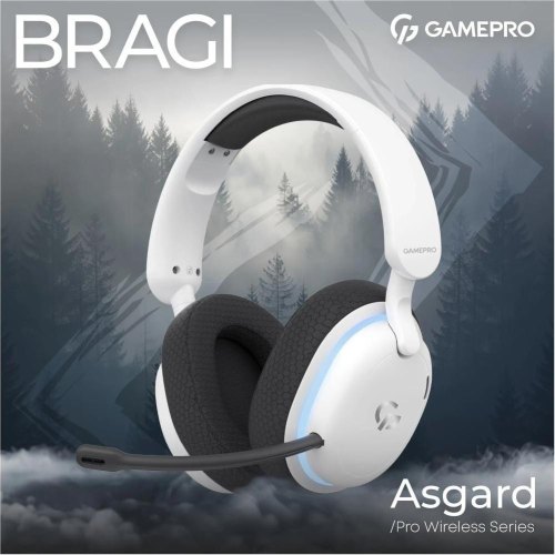 Гарнітура бездротова GamePro Asgard Bragi RGB 7.1 Tri-Mod White (HSW250W)