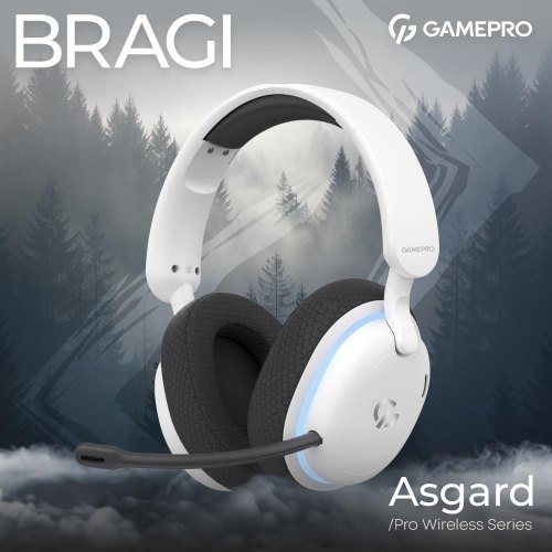Гарнітура бездротова GamePro Asgard Bragi RGB 7.1 Tri-Mod White (HSW250W)